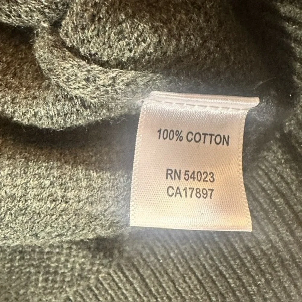 Banana Republic Mens XL Dark Green 100% Cotton Button Mock Neck Pullover Sweater